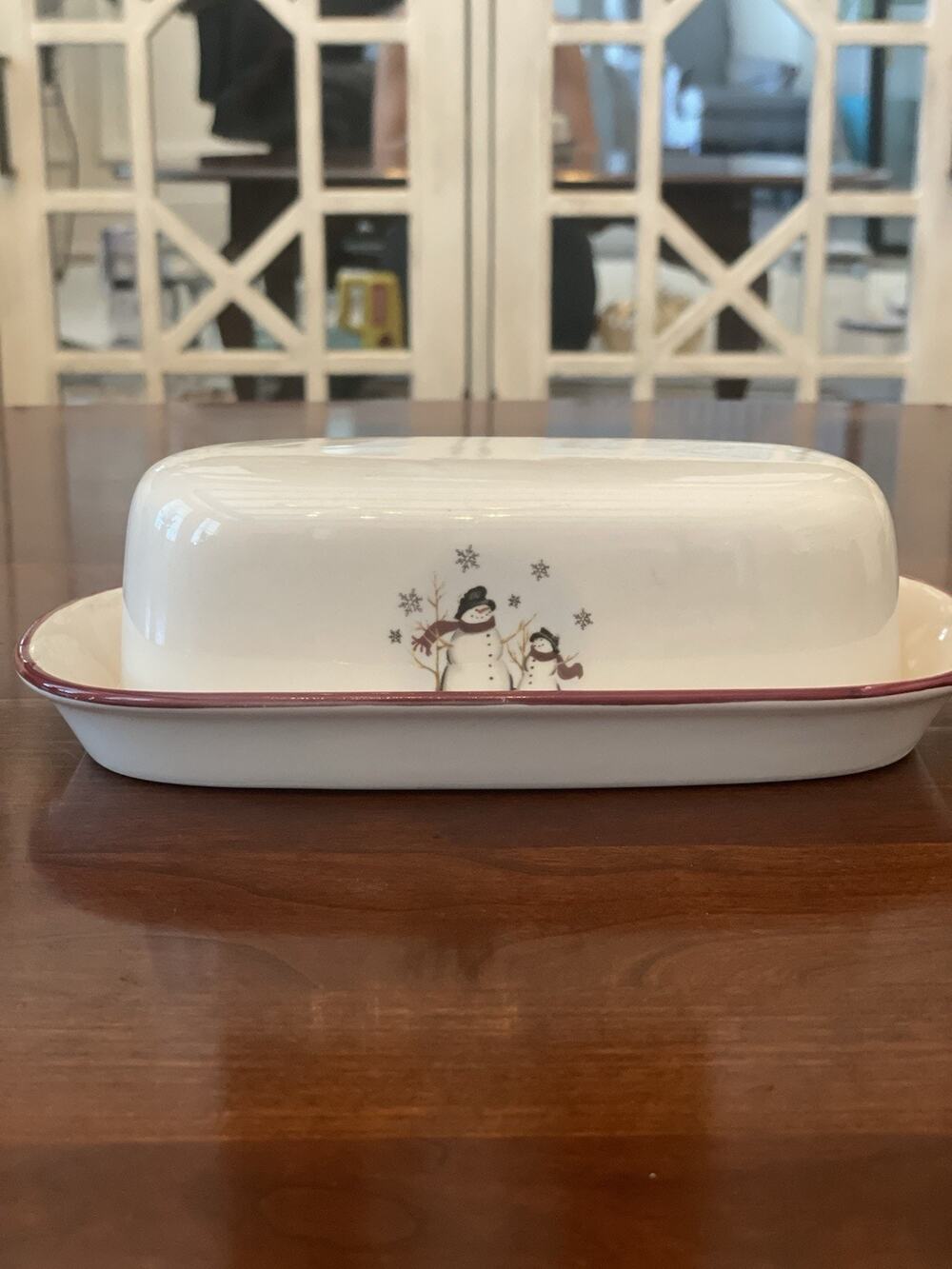 Royal Seasons Stoneware Snowman Winter Christmas Butter Dish Size Standard
